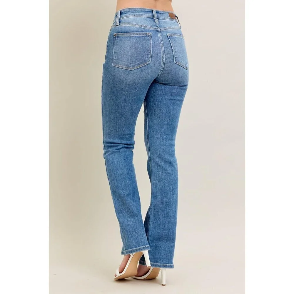 Women’s High Waist Bootcut Jeans Plus Size Contrast Wash Classic Style